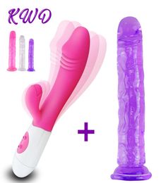 G Spot Rabbit Dildo Vibrator Orgasm with Jelly Dildo Sex Toys for Women Vaginal Clitoral massager Female Masturbator Y2006166474166