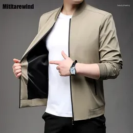 Men's Jackets 2024 Man 5XL Spring And Autumn Office Causal Jacket Stand Collar Zipper Khaki Simple Middle-aged Male Coats