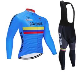 Winter Cycling Jersey Set 2020 Pro Team COLOMBIA Thermal Fleece Cycling Clothing Ropa Ciclismo Invierno MTB bike jersey bib pants 5309528