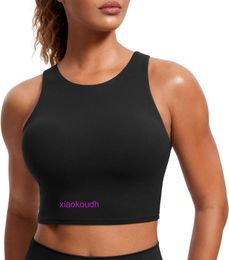 Designer LuL Yoga Outfit Sport Bras Women High Support Yoga Butterluxe Womens Racerback Tank Top Collar Long Sports Bra - Padded Exercise Open Navel