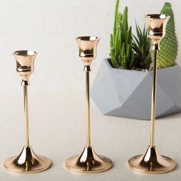 Candle Holders 3Pcs Simple Moments Retro Bronze Wedding Party Vintage Metal Candlestick Home Decor Christmas