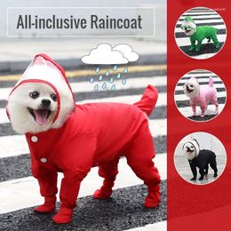 Dog Apparel Raincoat With Hood Waterproof All-inclusive For Puppy Small Medium Clothes Outwear Solid Jacket
