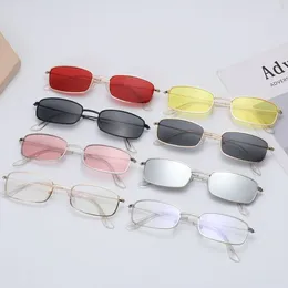 Sunglasses Goggles Eyewear Clear Lens Small Oval Women's Vintage Rectangle Brand Shades Metal Sun Glasses