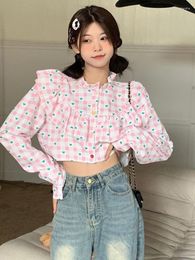 Women's Blouses Sweet Lolita Style Plaid Women Kawaii Short Sleeve JK Shirts Girly Cute Y2k Blusas Mujer