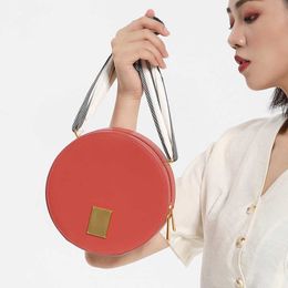 Small Personalised Round Bag with Korean Zipper Diagonal Cross Spring Chain Single Shoulder Womens Leather Design Cake