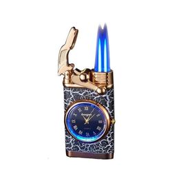 New Double Flame Lighter Custom Lighter Straight Flame Gas Unfilled Flame Lighter For Cigarette Strap Watch Lighter