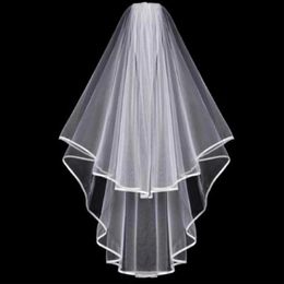 Bridal Veils Tulle Crinkle Hem Wedding Veil Short Mantilla Bride Head Accessories With Comb 291S