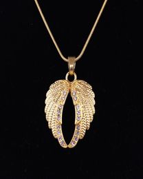 Gold/Silver Plated Archangel Wings Religious Amulet With Crystals Chain Women Men Necklace8140946