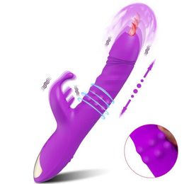 Other Health Beauty Items Telesic Thrusting Rabbit Dildo Vibrator for Women G Spot with Tongue Licking Clitoris Nipple Stimulator s Female Adult Y240503