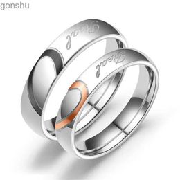 Couple Rings Romantic Heart shaped Wedding Ring for Mens Titanium Steel Wedding Ring Engagement Couple Ring Lover Fashion Jewelry WX