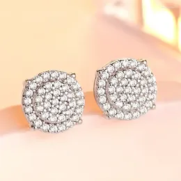 Stud Earrings Round With CZ Stone Shiny Dainty Ear Piercing Accessories For Women Low-key Daily Wear Teens Girls Jewellery