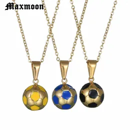 Pendant Necklaces Maxmoon Sporty Necklace Football With Chain Stainless Steel Soccer Gold Colour Men/Women Sport Ball Jewellery
