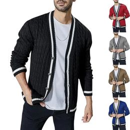 Men's Jackets Autumn/Winter Cardigan Colored Long Sleeve Knitted Sweater Coat Men