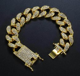Hip Hop Bracelet Men039s Butterfly Buckle Tennis Gold Plated Diamond Full Crystal From Swarovskis Rhinestone Cuban boy gift jew7124598
