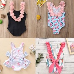 Einszene Baby Mädchen Badeanzug Kleinkind Kinder Bikini Blumenmädchen Sommer Beach Anzug Rückenfreier alter Badeanzug 1 2 3 4 Jahre H240508