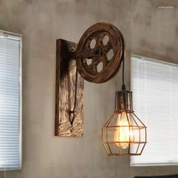 Wall Lamp Loft Industrial Light Vintage 1 Adjustable Iron Sconce Lifting Pulley Edison Vanity Fixture