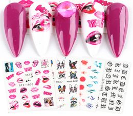 Slider Stickers Nail Art Flower Watercolor Sexy Lips Letter Water Decals Tips Animals DIY Deocration Nail Wraps JISTZ1034104915522258