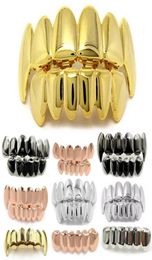 Hip Hop Personality Fangs Teeth Gold Silver Rose Gold Teeth Grillz Gold False Teeth Sets Vampire Grills For womenmen Grills Jewel2950920