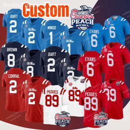 Ole Miss Rebels Jaxson Dart Pegues Football Jersey Manning Luke Altmyer 11 Watkins Tre Harris Fraser Masin Quinshon Judkins Smith Metcalf Powder Blue Peach Bowl