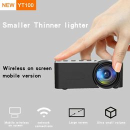 Projectors YT100 Home Portable Mini Projector HD Wireless Mini Phone Supports 5V2A Outdoor Camping Mobile Power J240509