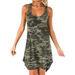 Basic Casual Dresses Two Piece Dress Plus size womens camouflage dress fashionable womens casual Uneck sleeveless dress Aline skiing beach dress party dress r