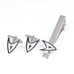 Cuff Links Star Tie Clip Cufflinks Set High end Mens Gift Business Banquet Set French Shirt Button Fashion Cufflinks Set Q240508