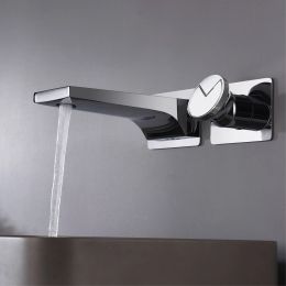 Luxury black brass concealed bathroom faucet wall-mounted design 2-hole single handle cold and hot dual-control basin Tap