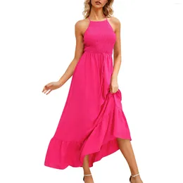 Casual Dresses Women Fashion Temperament Long Dress Sexy Halter Sleeveless Elegant Party Prom Beach Mujers Female Chic Outerwear Vestidos