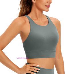 Designer LuL Yoga Outfit Sport Bras Women High Support Yoga Womens Butterluxe Lace Up Neck Long Sports Bra - Padded Cross Back Exercise Open Navel Tank Top