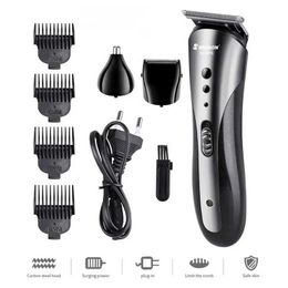 Razors Blades Full 3-in-1 mens rechargeable hair clipper waterproof wireless electric shaver beard nose ear accessories Q240508