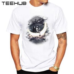 Men's T-Shirts 2023 Newest Summer Men T-shirt Retro Moon Printed Fashion T shirt Short Slve Basic T Shirts Vintage Cool Tops Y240509