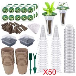 Lids Transparent Agricultural Seedling Tray Seed Pods Kit for Hydroponics Growing System Outdoor Indoor Plants Hydroponics Supplies