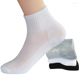 Men's Socks 5pair Summer Autumn Style Mesh Breathable Business Cotton Male White Black Grey Unisex Casual Short
