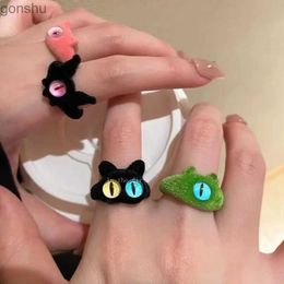 Couple Rings Kiss Jewellery Winter Flocking Monster Eye Finger Ring Female Couple Cute Animal One Eye Open Ring Party Gift Accessories WX