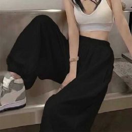 Women's Pants Capris Jodimity oversized womens white jogging sports pants Korean fashion casual Harajuku wide jogger Trousers ankle length Q240508