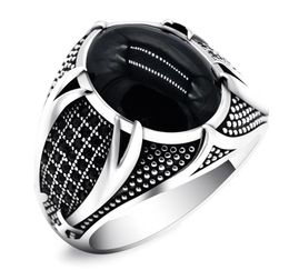 Wedding Rings Retro Handmade Islamic Ring For Men Vintage Turkish Double Swords Black CZ Stone Punk 2021 Trendy Religious Muslim J9990169