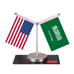 Accessories 8*11cm Mini USA Flag Stand American Banner With Saudi Arabia And Middle East Asian World Countries Car Truck Dashboard Flag Set