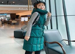 Women Winter Vest Waistcoat New Women Long Vest Sleeveless Jacket Hooded Quilting Down Cotton Warm Female4081223