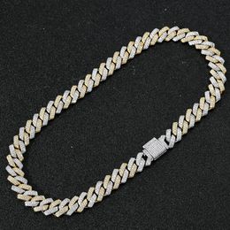 Fashion Hip Hop Necklace Men Designer Bracelet 14mm Cuban Link Chain Necklaces 16 18 20 22 24inch Rapper Diamond Chains Double Colour Zi 264G