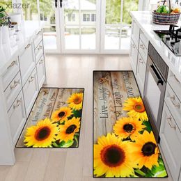 Carpet Sunflower kitchen floor mat spring flower entrance door mat non slip living room carpet family bedroom lobby long carpet WX