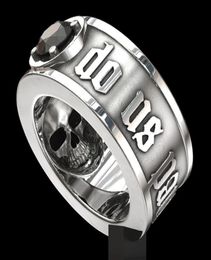 039Till Death Do Us Part039 Stainless Steel Skull Ring Black Diamond Punk Wedding Engagement Jewellery for Men size 6 133681596