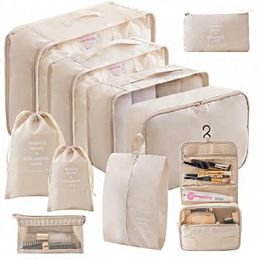 Storage Bags 10pcs Travel Packing Cubes Set - Portable Suitcase Clothes And Underwear Organizer With Hanging Toiletry Bag