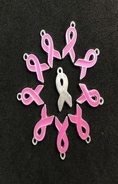 selling 20ocslot Pink Cancer Breast Awareness Ribbon Dangle Charms With silver DIY Charms For Floating Lockets Pendant4637006