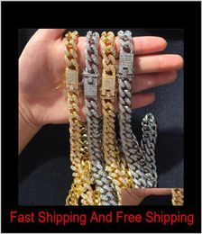 Mens Iced Out Chain Hip Hop Jewellery Necklace Bracelets Rose Gold Silver Miami Cuban Link Chains Necklace Xsnvl 2Elbn2088928