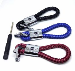 For MINI Cooper Fashoin Metal Leather Braid Car Keychain Key Ring Keyring Key Holder RED BLACK BLUE3122428