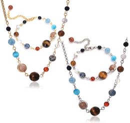 Earrings Necklace Design 9 Planets In Solar System Beaded Stones Link Chain Necklaces Bracelets Jewellery Set6593964
