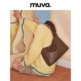 Lazy Muva Wind Soft Glutinous Tote Bag Large Capacity for Womens 2024 Autumn/winter Maillard One Shoulder Crossbody