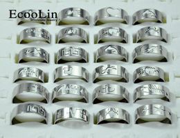 50Pcs Whole Mixed Lots Fashion Openwork Pattern Stainless Steel Rings For Men and Women Jewelry Bulks Packs LB1172688303