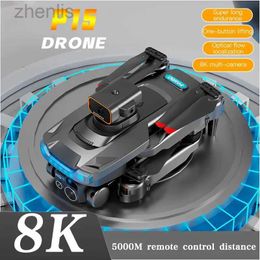 Drones New P15 Rc drone 8k professional high-definition camera obstacle avoidance for aerial photography foldable brushless foldable four helicopter toy d240509