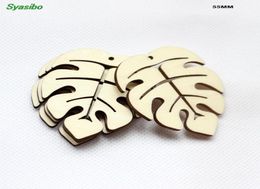 55mm Natural Blank Wooden Monstera Earrings Party Gifts Rustic Wood Keychains Tags Supplies Craft 22quotCT1533A4172411